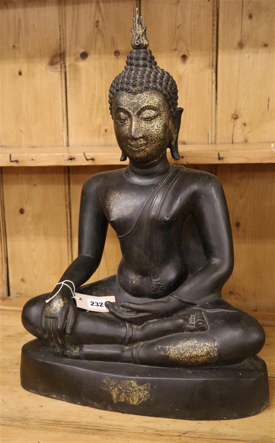 A large Thai parcel gilt seated figure of Buddha